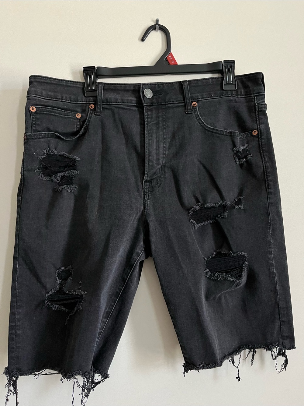 American Eagle Outfitters Black Distressed Denim Shorts